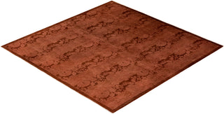 Modern Overdyed Hand Knotted Wool Brown Square Area Rug 5' 1" x 5' 1"