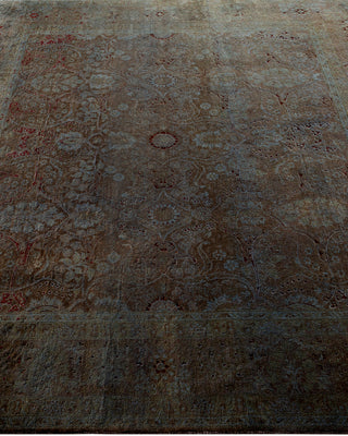 Modern Overdyed Hand Knotted Wool Brown Square Area Rug 4' 10" x 5' 3"