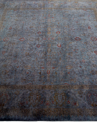 Modern Overdyed Hand Knotted Wool Gray Square Area Rug 5' 2" x 5' 3"