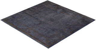 Modern Overdyed Hand Knotted Wool Gray Square Area Rug 5' 2" x 5' 3"