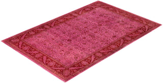 Contemporary Hand-Knotted Overdyed Pink Area Rug 4' 2" x 6' 3"