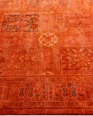 Contemporary Hand-Knotted Overdyed Orange Area Rug 3' 2" x 4' 10"