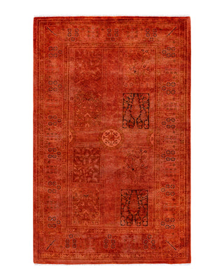 Contemporary Overyed Wool Hand Knotted Orange Area Rug 3' 2" x 4' 10"
