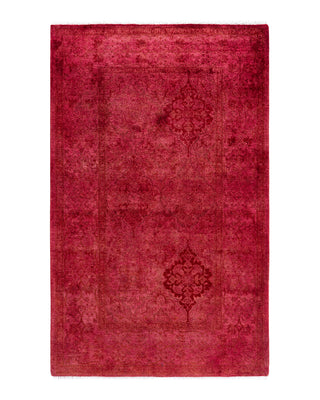 Contemporary Overyed Wool Hand Knotted Pink Area Rug 3' 3" x 5' 2"