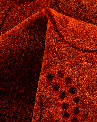 Contemporary Hand-Knotted Overdyed Orange Area Rug 3' 2" x 5' 5"