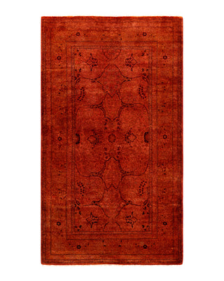 Contemporary Overyed Wool Hand Knotted Orange Area Rug 3' 2" x 5' 5"