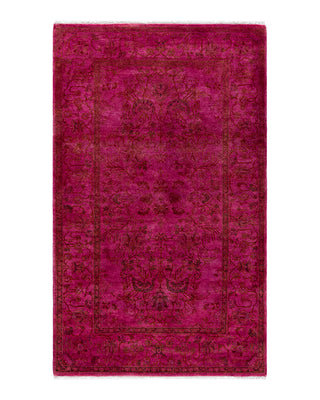 Contemporary Overyed Wool Hand Knotted Pink Area Rug 3' 3" x 5' 3"