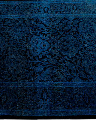 Modern Overdyed Hand Knotted Wool Blue Runner 2' 6" x 19' 1"