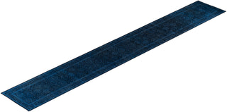 Modern Overdyed Hand Knotted Wool Blue Runner 2' 6" x 19' 1"