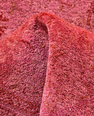 Contemporary Overdyed Wool Hand Knotted Pink Runner 2' 6" x 14' 2"