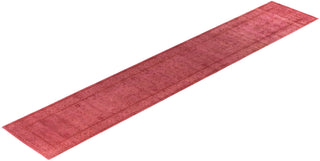 Contemporary Overdyed Wool Hand Knotted Pink Runner 2' 6" x 14' 2"