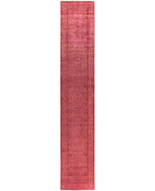 Contemporary Overdyed Wool Hand Knotted Pink Runner 2' 6" x 14' 2"