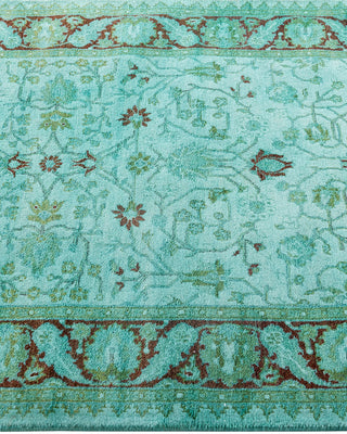 Contemporary Hand-Knotted Overdyed Blue Runner 2' 8" x 14' 4"