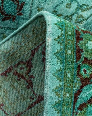 Contemporary Hand-Knotted Overdyed Blue Runner 2' 8" x 14' 4"