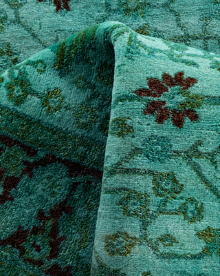 Contemporary Hand-Knotted Overdyed Blue Runner 2' 8" x 14' 4"