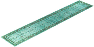 Contemporary Hand-Knotted Overdyed Blue Runner 2' 8" x 14' 4"