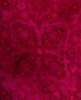 Overdyed One-of-a-Kind Wool Purple Round Area Rug 8' 1" x 8' 1"