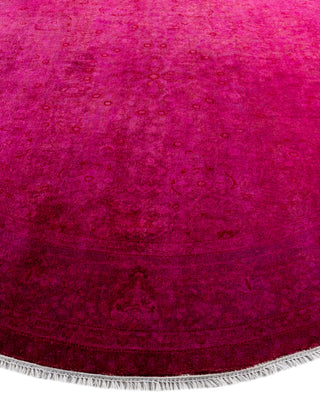 Overdyed One-of-a-Kind Wool Purple Round Area Rug 8' 1" x 8' 1"