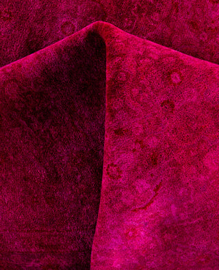 Overdyed One-of-a-Kind Wool Purple Round Area Rug 8' 1" x 8' 1"