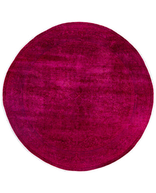 Overdyed One-of-a-Kind Wool Purple Round Area Rug 8' 1" x 8' 1"