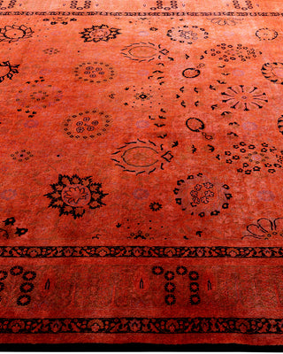 Contemporary Hand-Knotted Overdyed Orange Area Rug 6' 1" x 9' 4"