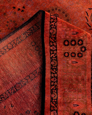 Contemporary Hand-Knotted Overdyed Orange Area Rug 6' 1" x 9' 4"