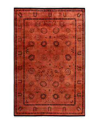 Contemporary Overyed Wool Hand Knotted Orange Area Rug 6' 1" x 9' 4"