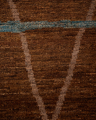 Contemporary Fine Vibrance Brown Wool Area Rug - 6' 2" x 8' 10"