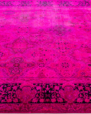 Contemporary Hand-Knotted Overdyed Pink Square Area Rug 6' 0" x 6' 8"