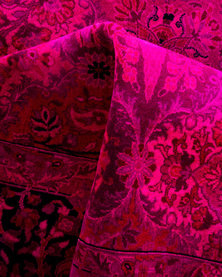 Contemporary Hand-Knotted Overdyed Pink Square Area Rug 6' 0" x 6' 8"