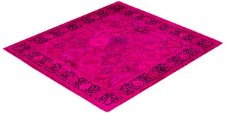 Contemporary Hand-Knotted Overdyed Pink Square Area Rug 6' 0" x 6' 8"