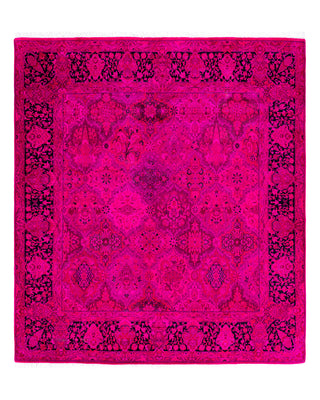 Contemporary Overyed Wool Hand Knotted Pink Square Area Rug 6' 0" x 6' 8"