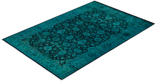 Modern Overdyed Hand Knotted Wool Blue Area Rug 5' 3" x 7' 10"