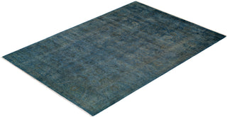 Modern Overdyed Hand Knotted Wool Blue Area Rug 5' 2" x 8' 1"