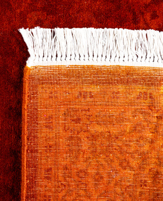 Contemporary Overdyed Wool Hand Knotted Orange Runner 2' 7" x 10' 1"