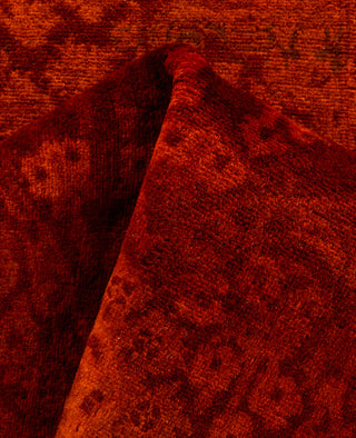 Contemporary Overdyed Wool Hand Knotted Orange Runner 2' 7" x 10' 1"