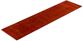Contemporary Overdyed Wool Hand Knotted Orange Runner 2' 7" x 10' 1"