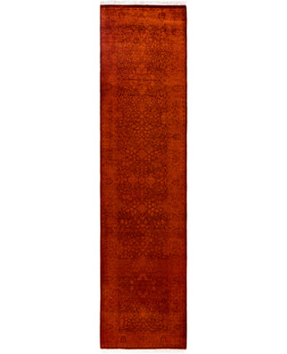 Contemporary Overdyed Wool Hand Knotted Orange Runner 2' 7" x 10' 1"