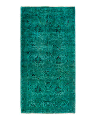 Contemporary Overyed Wool Hand Knotted Blue Area Rug 6' 1" x 11' 8"