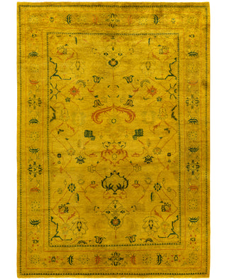 Contemporary Overdyed Wool Hand Knotted Gold Area Rug 5' 10" x 8' 6"