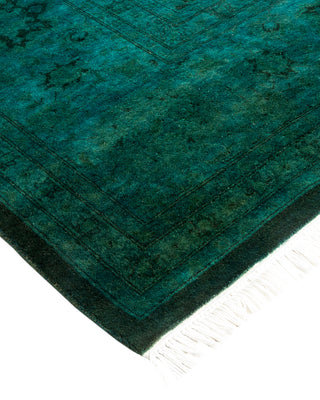 Modern Overdyed Hand Knotted Wool Green Area Rug 8' 4" x 10' 3"