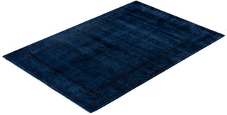 Overdyed One-of-a-Kind Wool Blue Area Rug 4' 1" x 6' 4"