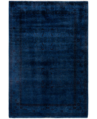 Overdyed One-of-a-Kind Wool Blue Area Rug 4' 1" x 6' 4"