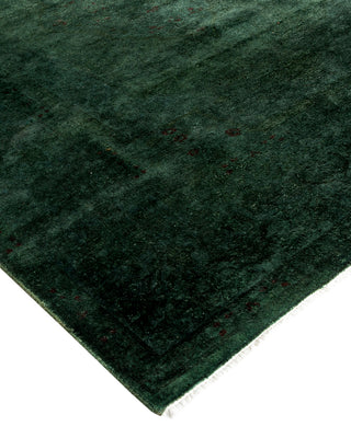 Modern Overdyed Hand Knotted Wool Green Area Rug 4' 1" x 5' 10"