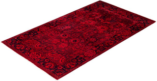 Overdyed Hand-Knotted Wool Modern-Contemporary Red Area Rug 3' 3" x 5' 5"