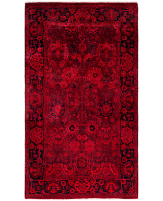 Overdyed Hand-Knotted Wool Modern-Contemporary Red Area Rug 3' 3" x 5' 5"