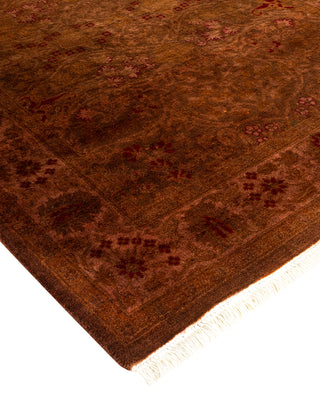 Modern Overdyed Hand Knotted Wool Brown Runner 3' 2" x 22' 4"
