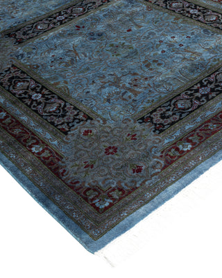Modern Overdyed Hand Knotted Wool Blue Runner 3' 1" x 9' 1"
