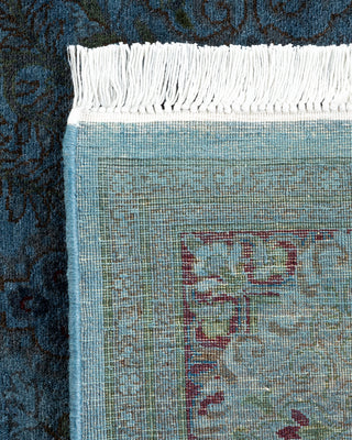 Modern Overdyed Hand Knotted Wool Blue Runner 3' 1" x 9' 1"