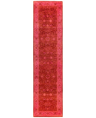 Overdyed Hand-Knotted Wool Modern-Contemporary Pink Runner 3' 1" x 12' 9"